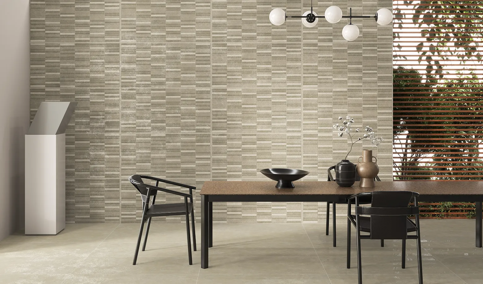 Leopard Vitrified surfaces around a poolside terrace